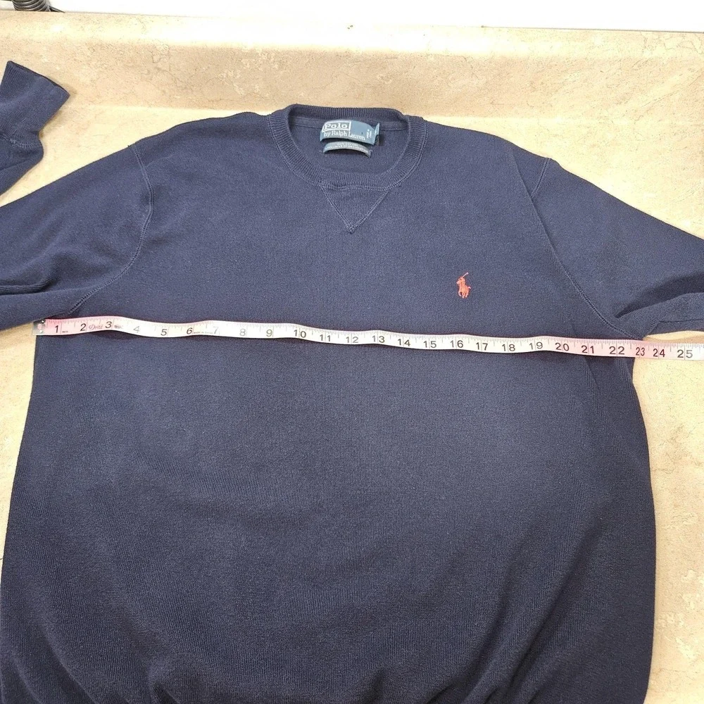 Polo Ralph Lauren Sweater Men XL Navy Cotton Red Pony‎ Preppy Academia Grandpa